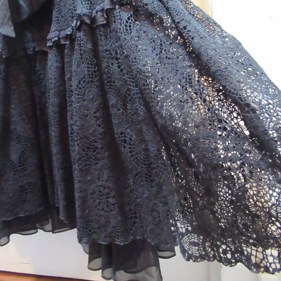 Blacklist Lip Service Lace Crochet Maxi Skirt, Ruffles Witchy Goth Rare Black - Picture 6 of 17
